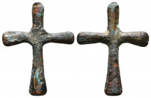 Very Beautiful Byzantine Cross Pendant, Ae Bronze, 7th - 13th century AD.
Condition: Very Fine

Weight: 7,6 gr
Diameter: 39,9 mm