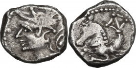 Celtic World. Southern Gaul, Allobroges. AR Quinarius, around Vienna mint, c. 75-70 BC. CCCBM II 196-204; De la Tour 3127; LT 2924. AR. 2.36 g. 13.00 ...