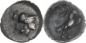 Greek Italy. Central Italy, Alba Fucens. AR Obol, c. 280-275 BC. HN Italy 243; Stazio 3; Campana 4A. AR. 0.54 g. 13.00 mm. RR. Very rare and nice. Sli...
