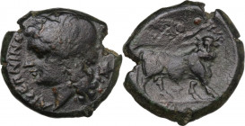 Greek Italy. Samnium, Southern Latium and Northern Campania, Aesernia. AE 20 mm. 263-240 BC. HN Italy 431. AE. 6.84 g. 20.00 mm. R. Rare, ethnic unusu...