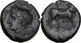 Greek Italy. Samnium, Southern Latium and Northern Campania, Teanum Sidicinum. AE 20 mm. c. 265-250 BC. HN Italy 454; HGC 1 349. AE. 6.21 g. 20.00 mm....