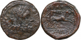 Greek Italy. Central and Southern Campania, Capua. AE Biunx, c. 216-211 BC. HN Italy 488; HGC 1 386; Graziano 16. AE. 12.62 g. 24.50 mm. R. Irregular ...