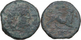 Greek Italy. Central and Southern Campania, Capua. AE Biunx, c. 216-211 BC. HN Italy 489; HGC 1 387; Graziano 5. AE. 11.87 g. 24.00 mm. R. About VF.
