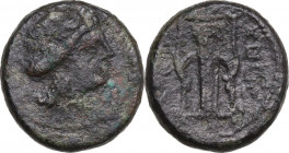 Greek Italy. Central and Southern Campania, Capua. AE Semuncia, c. 216-211 BC. HN Italy 499; HGC 1 397. AE. 4.53 g. 16.50 mm. RR. About VF.