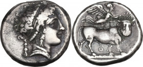 Greek Italy. Central and Southern Campania, Neapolis. AR Didrachm, c. 320-300 BC. HN Italy 571; SNG ANS 376; SNG Lockett 82. AR. 6.89 g. 20.00 mm. Of ...