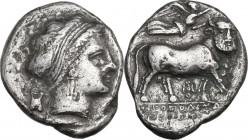 Greek Italy. Central and Southern Campania, Neapolis. AR Didrachm, c. 300-275 BC. HN Italy 579; HGC 1 453; SNG ANS -; cf. 345 (for obv.) and 344 (for ...