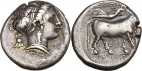 Greek Italy. Central and Southern Campania, Neapolis. AR Didrachm, c. 300-275 BC. HN Italy 579; HGC 1 453; Graziano 109. AR. 7.27 g. 20.00 mm. Delicat...
