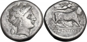 Greek Italy. Central and Southern Campania, Neapolis. AR Didrachm, c. 300-275 BC. HN Italy 579; HGC 1 453; SNG ANS 360; Graziano 181/182. AR. 6.92 g. ...
