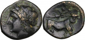 Greek Italy. Central and Southern Campania, Neapolis. AE 20 mm. c. 275-250 BC. HN Italy 589; HGC 1 474; SNG ANS 466 ff; Graziano cf. 418. AE. 4.22 g. ...