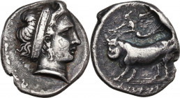 Greek Italy. Central and Southern Campania, Nola. AR Nomos, c. 400-385 BC. HN Italy 605; HGC 1 493; SNG ANS 553 (same obv. die); Graziano 17. AR. 6.96...