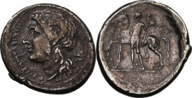 Greek Italy. Central and Southern Campania, Nuceria Alfaterna. AR Didrachm, c. 250-225 BC. HN Italy 608; SNG ANS 560 var.(dolphin instead of triskeles...