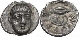 Greek Italy. Central and Southern Campania, Phistelia. AR Obol, c. 325-275 BC. HN Italy 613; SNG Cop. 567. AR. 0.63 g. 10.00 mm. Choice and lightly to...