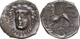 Greek Italy. Central and Southern Campania, Phistelia. AR Obol, c. 325-275 BC. HN Italy 619; SNG ANS 587; SNG Cop. 577. AR. 0.64 g. 10.00 mm. Enchanti...