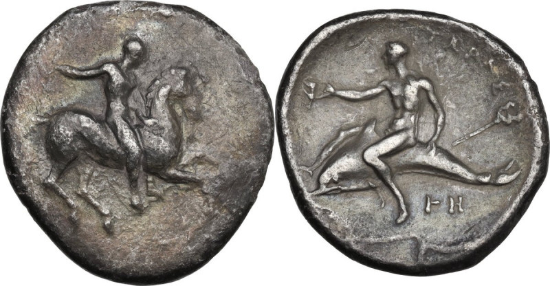 Greek Italy. Southern Apulia, Tarentum. AR Nomos, 332-302 BC. HN Italy 947; Vlas...