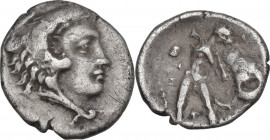 Greek Italy. Southern Apulia, Tarentum. AR Diobol, c. 325-280 BC. HN Italy 978; Vlasto 1355. AR. 0.99 g. 12.00 mm. R. Rare. Nicely toned. Good VF/VF.