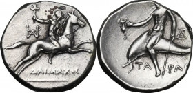 Greek Italy. Southern Apulia, Tarentum. AR Nomos, c. 240-228 BC. Daimachos, magistrate. HN Italy 1053; Vlasto 938-9. AR. 6.50 g. 19.00 mm. Great metal...