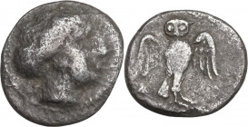 Greek Italy. Northern Lucania, Velia. AR Diobol, c. 340-334 BC. HN Italy 1288; HGC 1 1334. AR. 1.00 g. 11.00 mm. RR. Very rare. About VF.