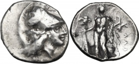 Greek Italy. Southern Lucania, Heraclea. AR Stater, c. 281-278 BC. HN Italy 1400; cf. Van Keuren 103. AR. 6.25 g. 21.00 mm. R. Rare symbol (owl with o...