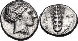 Greek Italy. Southern Lucania, Metapontum. AR Stater, c. 400-340 BC. HN Italy 1541; Noe 483. AR. 7.44 g. 20.00 mm. Lightly toned. Good VF.