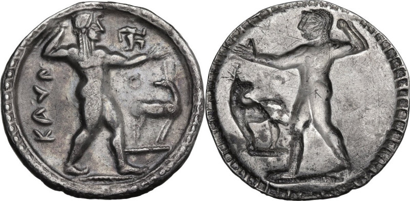 Greek Italy. Bruttium, Kaulonia. AR Stater, c. 525-500 BC. HN Italy 2036; HGC 1 ...