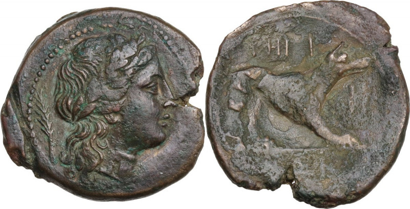 Greek Italy. Bruttium, Rhegion. AE Tetras, c. 215-150 BC. HN Italy 2562; SNG ANS...