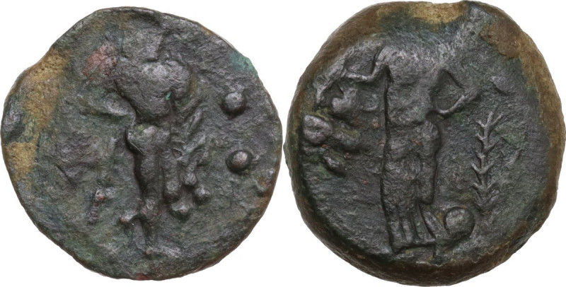 Sicily. Halykiai. AE Tetras or Trionkion, c. 400-397 BC. HGC 2 - (cf.487, Himera...