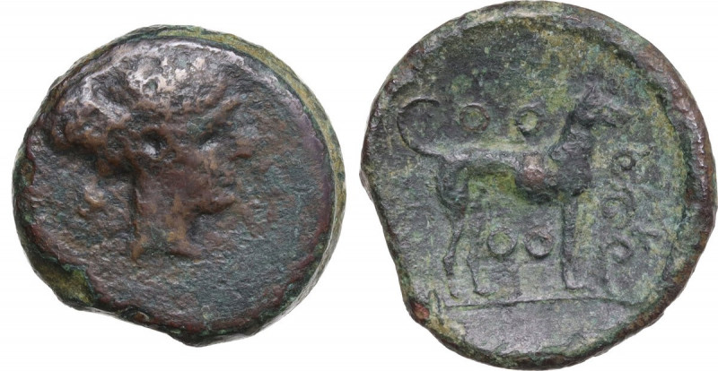 Sicily. Segesta. AE Trias, c. 410-400 BC. HGC 2 1183; CNS I 34. AE. 7.84 g. 21.5...