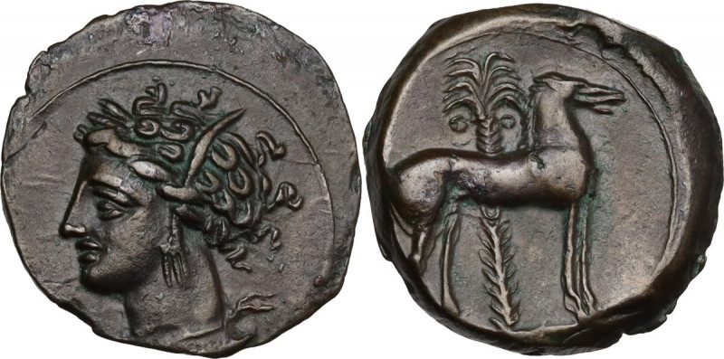 Punic Sardinia. AE 16.5 mm. c. 360-330 BC, uncertain mint. Lulliri pl. 1, 13; SN...