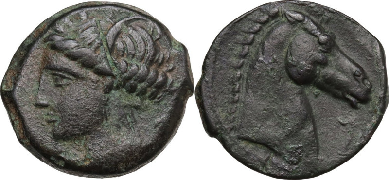 Punic Sardinia. AE 20 mm. c. 300-264 BC. Uncertain mint. Lulliri pl. 3, 72/73; S...