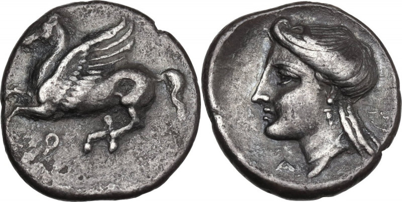 Continental Greece. Corinthia, Corinth. AR Drachm, c. 330 BC. HGC 4 2633 var; BM...