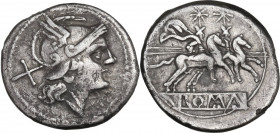 Anonymous. AR Denarius, 214-213 BC. Cr. 44/5. AR. 3.39 g. 20.00 mm. VF.