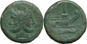 Sextantal series. AE As, after 211 BC. Cr. 56/2. AE. 36.31 g. 35.00 mm. A very attractive example, in excellent condition for issue. Emerald green bro...