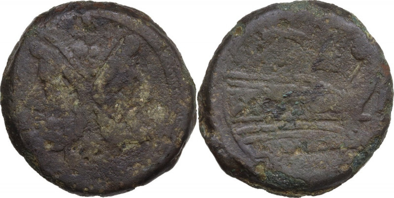 Apex and hammer series. AE As, c. 211-208 BC, Central Italy. Cr. 59/2. AE. 37.38...