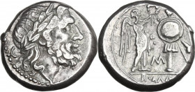 C/M series. AR Victoriatus, uncertain South Italy mint, 214 BC. Cr. 71/1a; RRSC V 37A. AR. 3.24 g. 15.00 mm. R. EF.