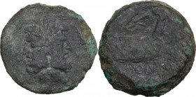 Corn-ear (third) series. AE As, Sicily, c. 190 BC. Cr. 72/11. AE. 29.22 g. 33.00 mm. R. Rare. Dark olive green patina. VF/About VF.