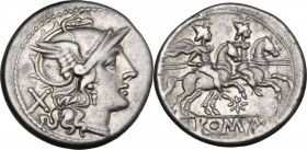 Star (first) series. AR Denarius, 206-195 BC. Cr. 113/1. AR. 4.03 g. 19.00 mm. Attractive, brilliant and lightly toned. Good VF.