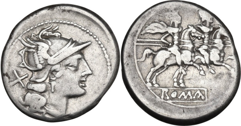 Anonymous. AR Denarius, c. 189-180 BC. Cr. 139/1. AR. 4.16 g. 19.50 mm. Full wei...