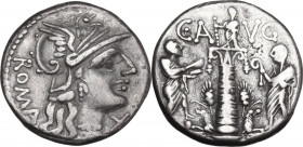 C. Augurinus. AR Denarius, 135 BC. Cr. 242/1; B. (Minucia) 3. AR. 3.75 g. 18.00 mm. Pleasant and nicely toned. Good VF.