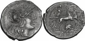 L. Caecilius Metellus Diadematus or Delmaticus. AR Denarius, 128 BC. Cr. 262/1 var, (mark of value); B. 38 var. (same). AR. 3.84 g. 18.50 mm. RRR. Ext...