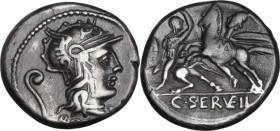 C. Servilius Vatia. AR Denarius, 127 BC. Cr. 264/1; B. 6. AR. 3.90 g. 17.00 mm. VF.