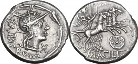 Man. Acilius Balbus. AR Denarius, 125 BC. Cr. 271/1; B. 1. AR. 3.90 g. 18.00 mm. A handsome example, well centred, brilliant and nicely toned. Minor s...