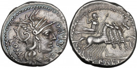 Q. Fabius Labeo. AR Denarius, circa 124 BC. Cr. 273/1; B. 1. AR. 3.79 g. 18.50 mm. Superb iridescent cabinet tone. About EF.