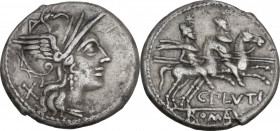 C. Plutius. AR Denarius, 121 BC. Cr. 278/1; B. 1. AR. 3.81 g. 18.00 mm. Well centred and nicely toned. Good VF/VF.