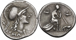 Anonymous. AR Denarius, 115-114 BC. Cr. 287/1. AR. 3.81 g. 20.00 mm. An attractive example, well centred on a broad flan and nicely toned, with golden...