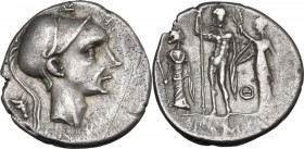 Cn. Blasio Cn. F. AR Denarius, 112-111 BC. Cr. 296/1c; B. (Cornelia) 19. AR. 3.90 g. 18.50 mm. Of full weight and well centred. Superb portrait, lovel...