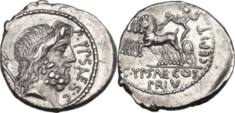 P. Plautius Hypsaeus. AR Denarius, 60 BC. Cr. 420/1a; B. 11. AR. 4.03 g. 18.00 m...