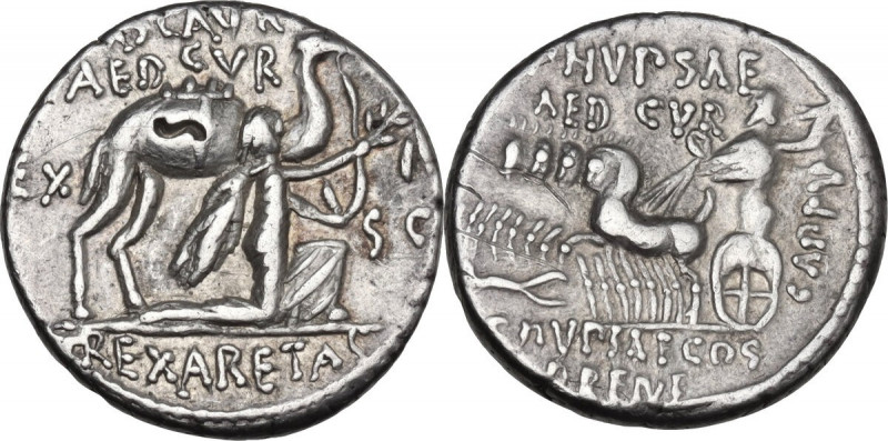 M. Aemilius Scaurus and Pub. Plautius Hypsaeus. AR Denarius, 58 BC. Cr. 422/1b; ...