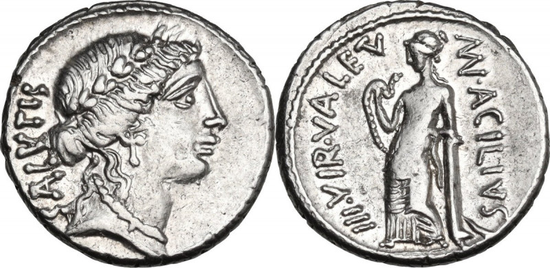 Man. Acilius Glabrio. AR Denarius, 49 BC. Cr. 442/1a; B. 8. AR. 4.05 g. 18.50 mm...