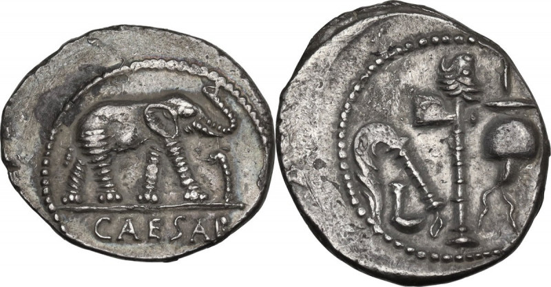 Julius Caesar. AR Denarius, mint moving with Caesar, 49-48 BC. Cr. 443/1; B. (Ju...