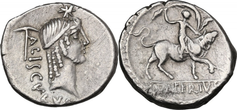 L.Valerius Acisculus. AR Denarius, 45 BC. Cr. 474/1a; B. 17. AR. 4.07 g. 18.00 m...